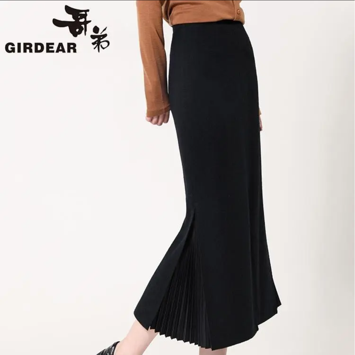 GIRDEAR/哥弟25秋冬款绵羊毛百搭高腰显瘦半身裙森女系1200232