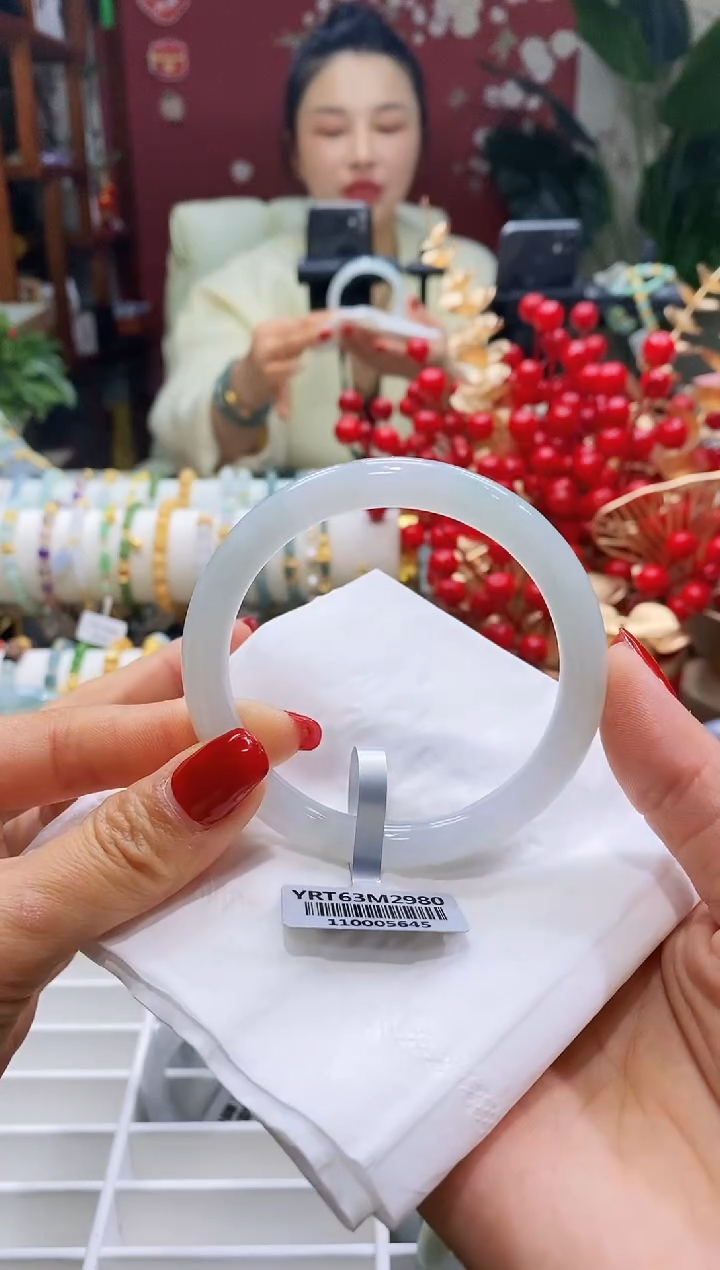 【闪购商品】翡翠手镯（圆镯）未镶嵌108圆条58.5/8.5*7.9