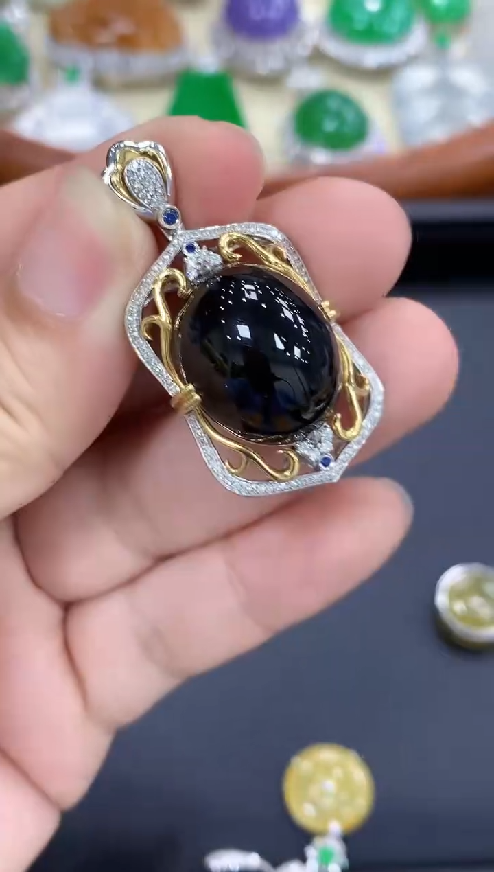 颈饰18K金镶嵌翡翠594-中国好珍宝