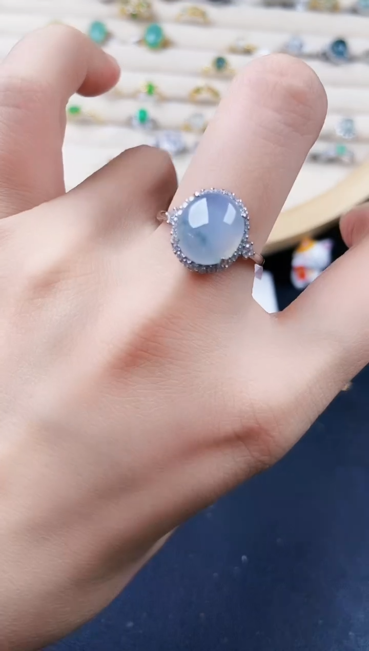 【闪购商品】翡翠银S925镶嵌戒指16466