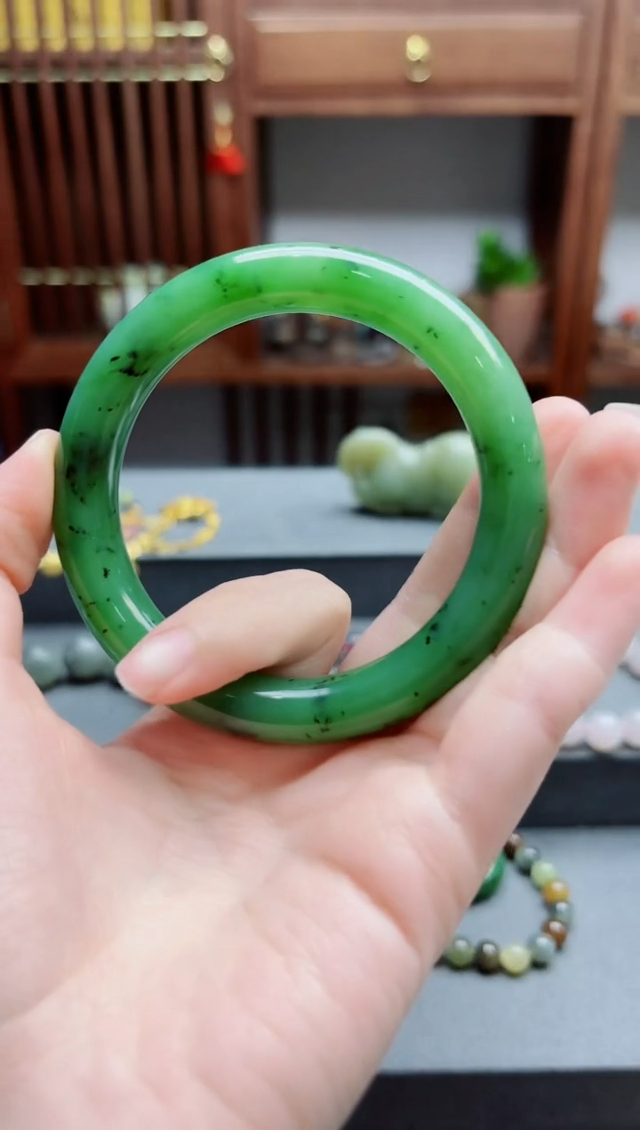 和田玉手镯未镶嵌碧玉手镯59+#YR