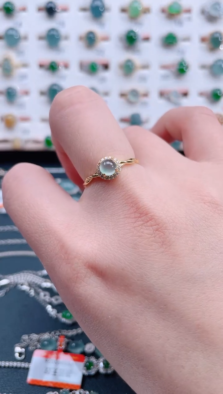 银S925镶嵌戒指翡翠天然翡翠