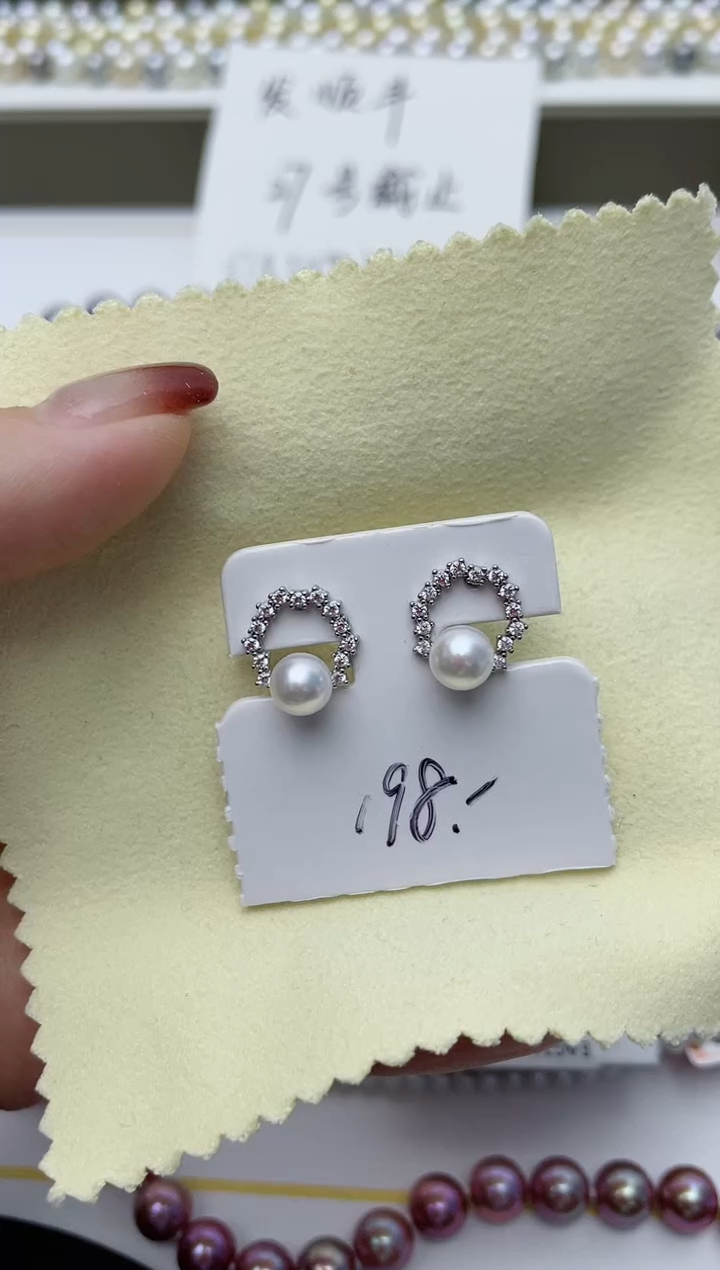 【闪购商品】海水珍珠耳饰银S925镶嵌W113