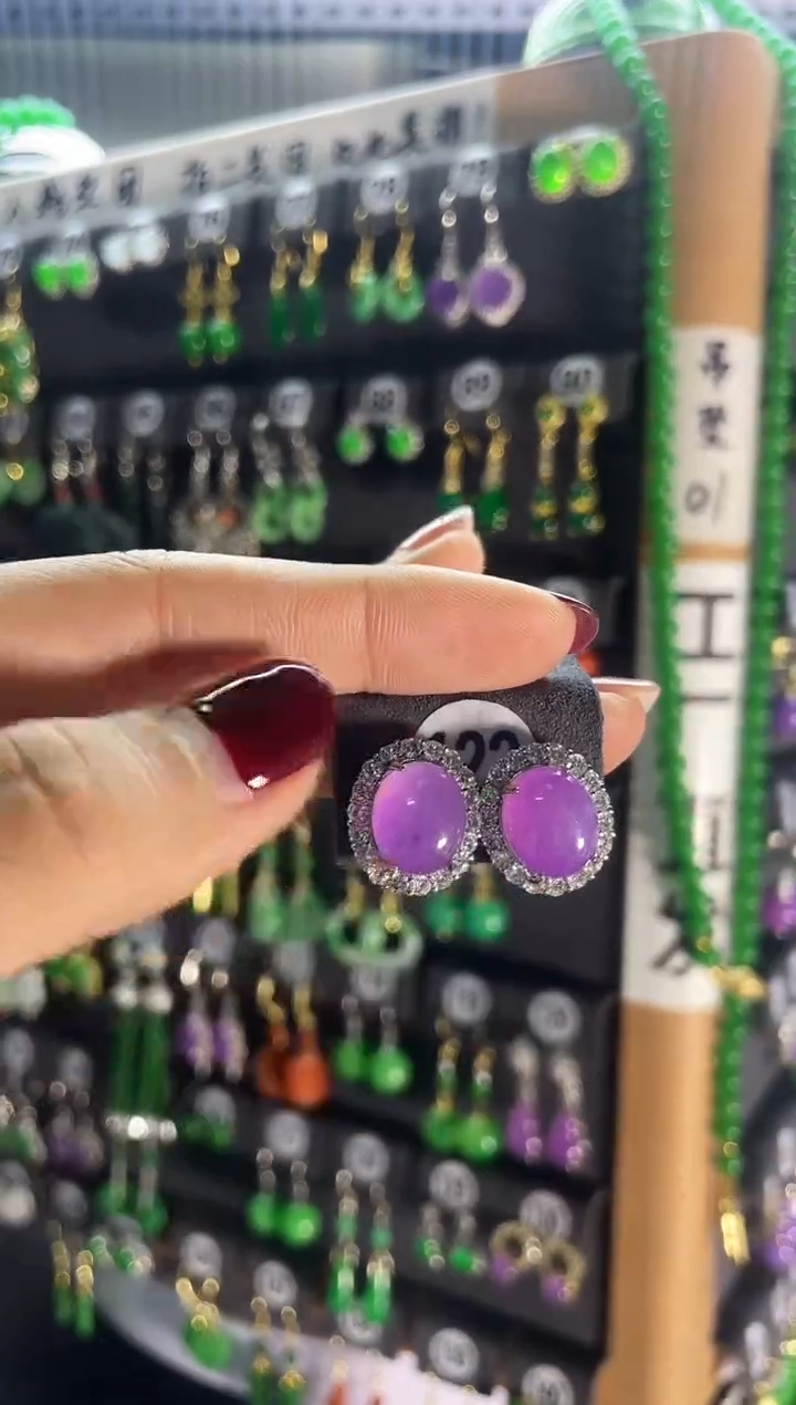 【闪购商品】翡翠耳饰银S925镶嵌122..