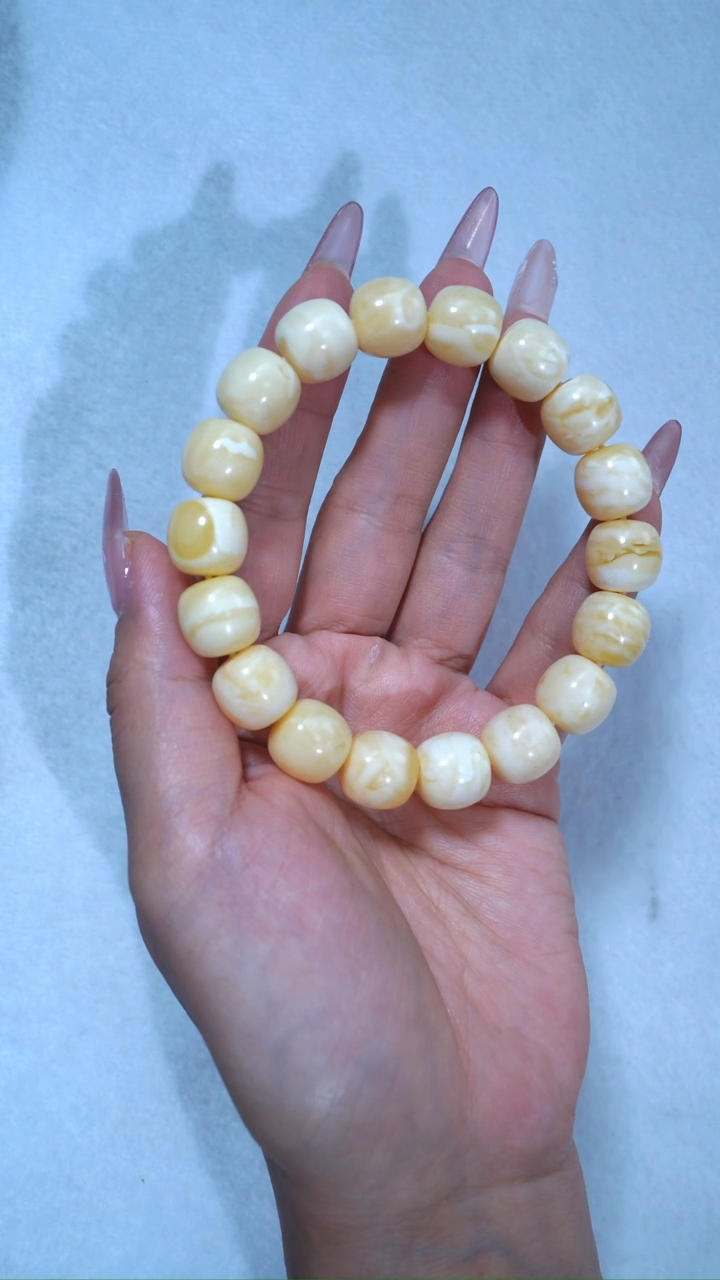 【闪购商品】蜜蜡手链未镶嵌收藏级12.5mm瓷白浓蜡超高桩