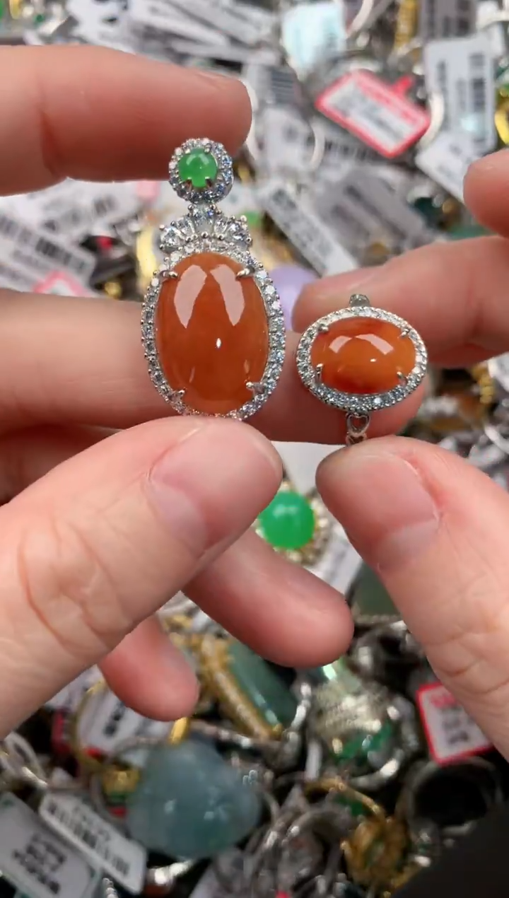 银S925镶嵌戒指翡翠55--9