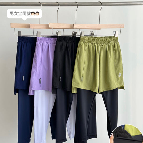 25春季新款 假两件弹力裤 儿童速干骑行裤 运动裤男童女童 训练裤