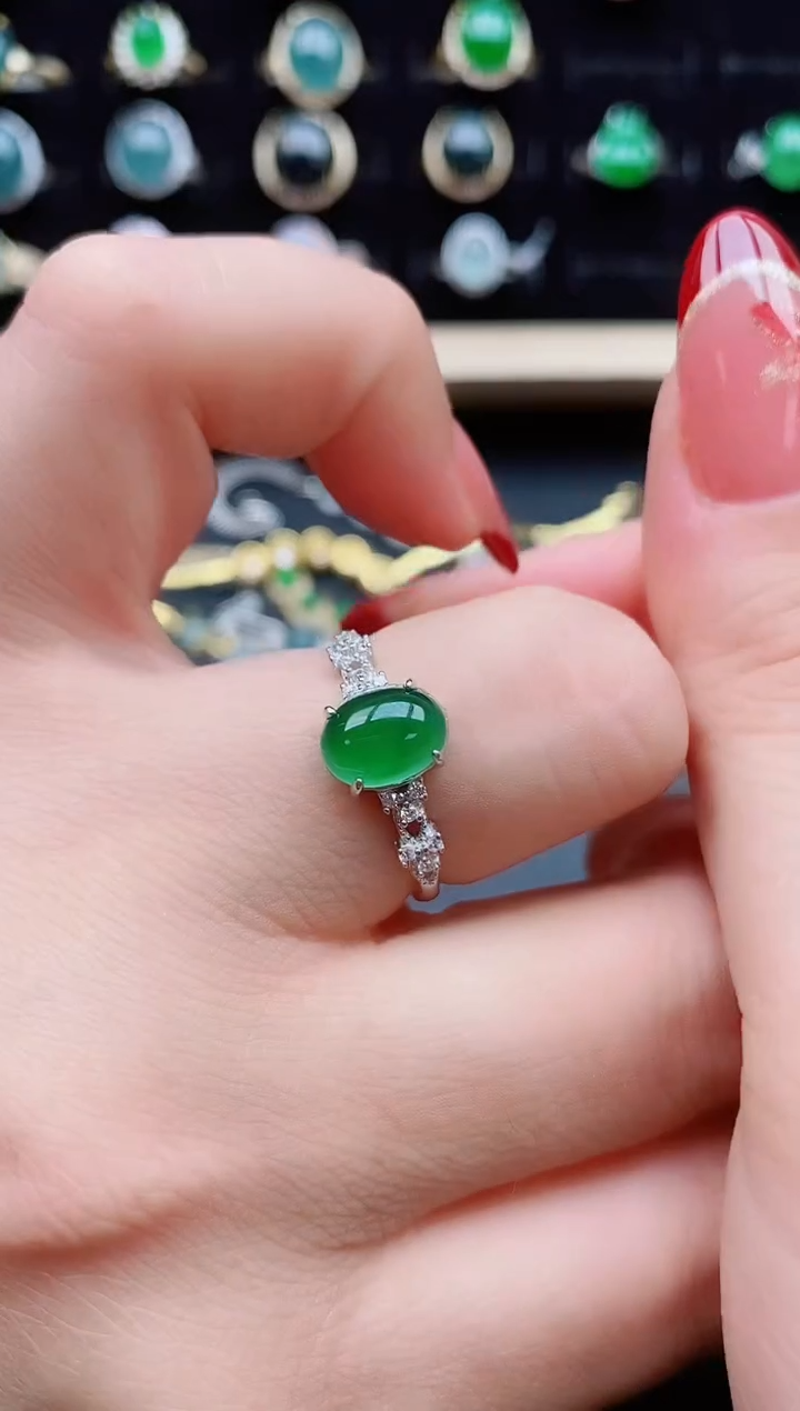 【闪购商品】翡翠戒指银S925镶嵌50800