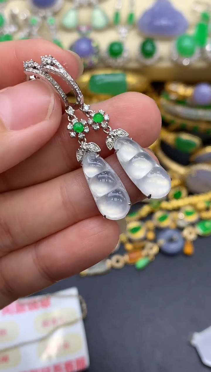 18K金镶嵌翡翠耳饰425-中国好珍宝