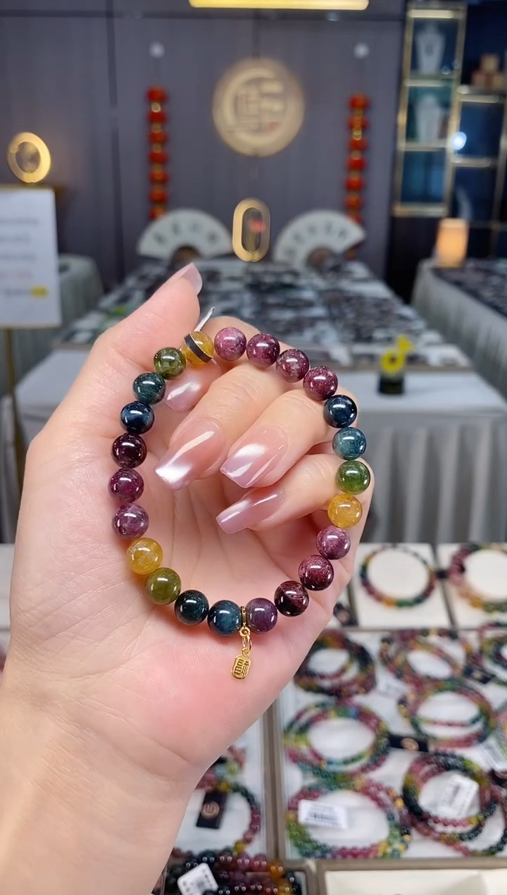 未镶嵌老矿碧玺单圈手串8mm+碧玺多样性发货一条hon