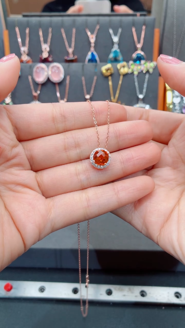 吊坠(赠链)银S925镶嵌黄晶黄晶吊坠