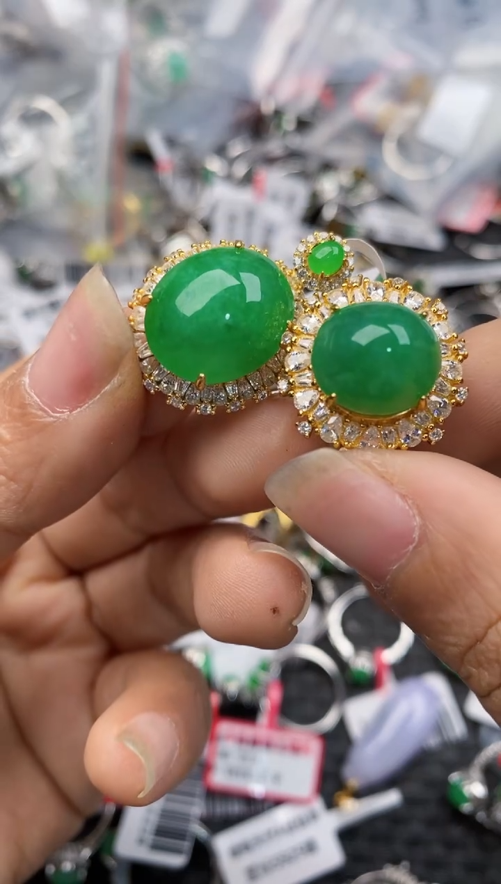 银S925镶嵌戒指翡翠999---7