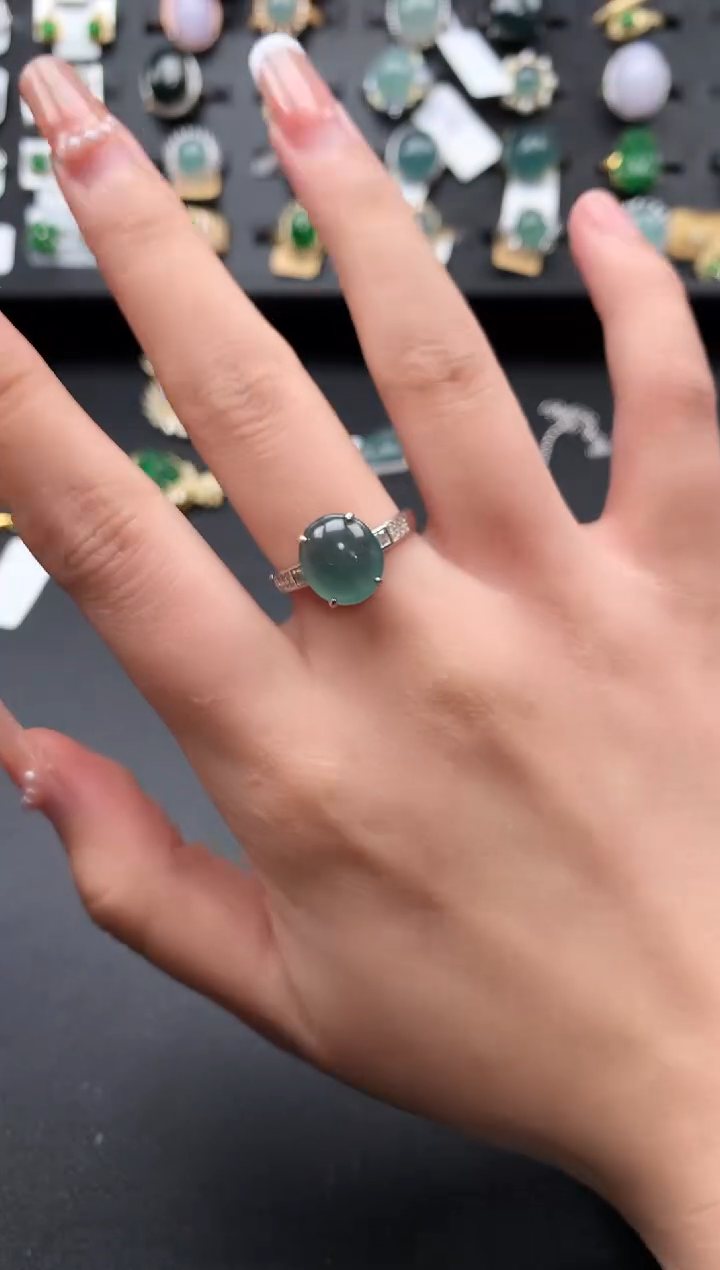 【闪购商品】翡翠戒指银S925镶嵌5214