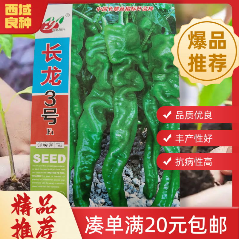 【1000粒长龙3号】辣椒种子，长杆螺丝椒中辣高产