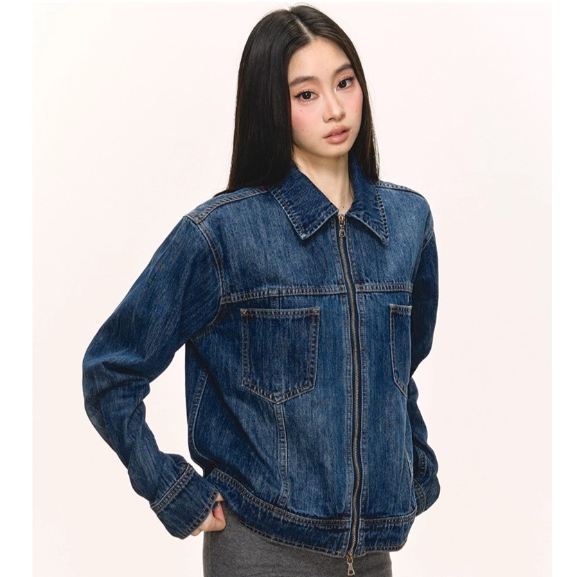 牛仔拉链口袋重工外套