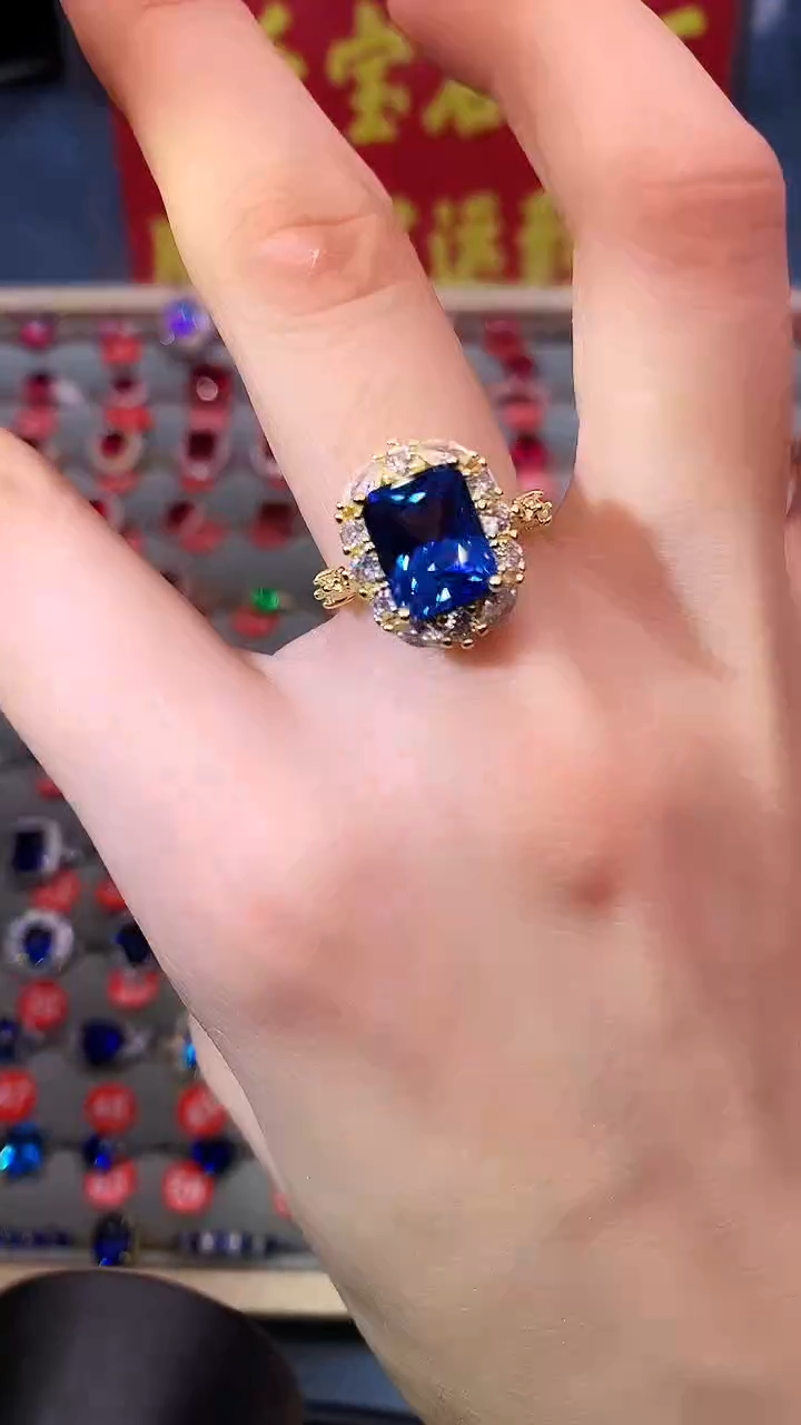 【闪购商品】蓝宝石戒指银S925镶嵌矢车菊