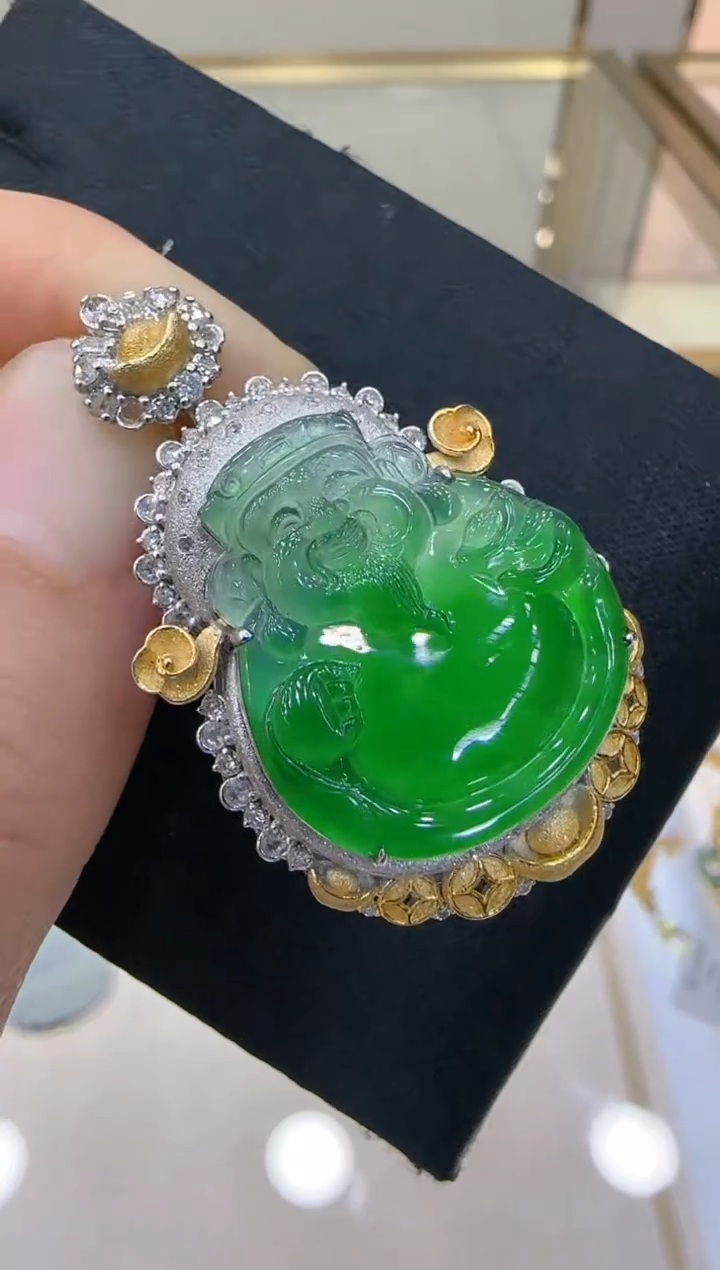 【闪购商品】翡翠吊坠(不含链)18K金镶嵌团购多样性发一件