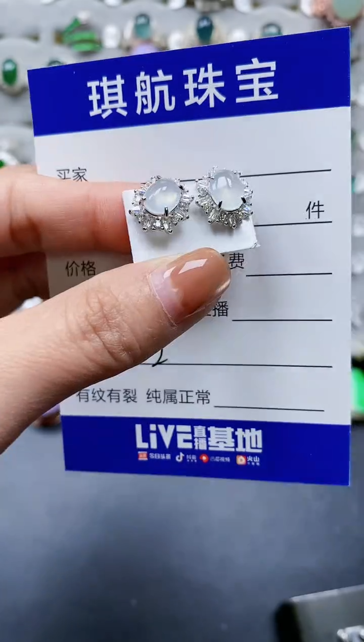 【闪购商品】翡翠耳饰银S925镶嵌0802