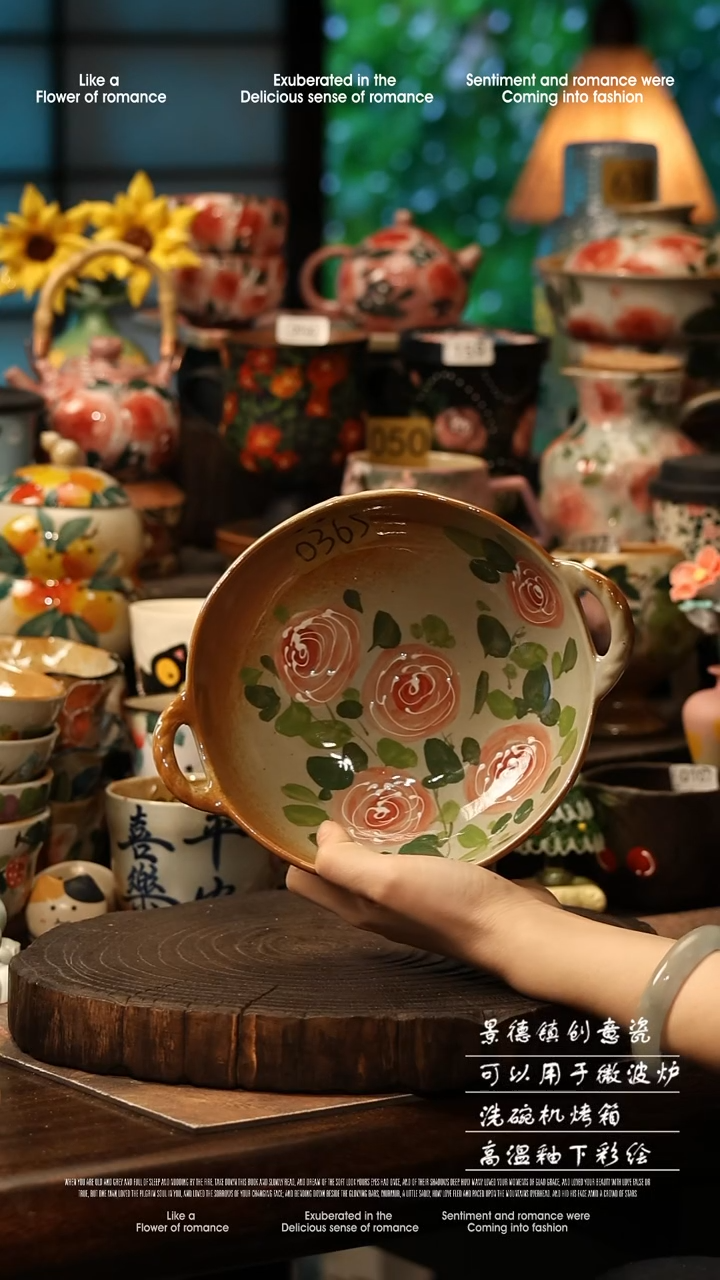 陶瓷景德镇高温釉下彩手工手绘款式@A0365@