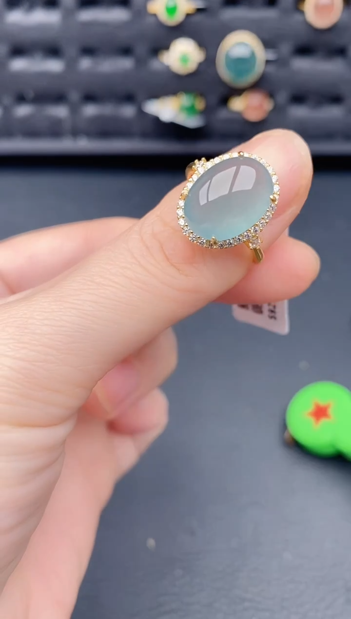 银S925镶嵌戒指翡翠天然a货翡翠306