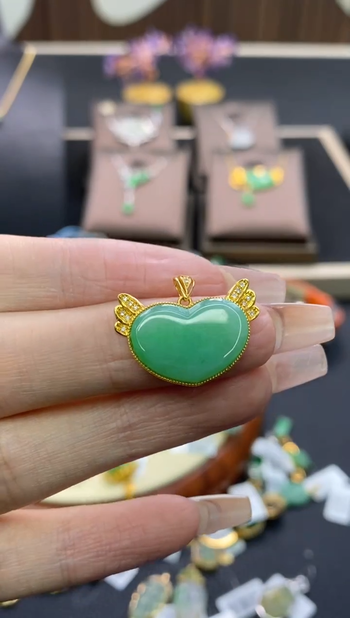 【闪购商品】翡翠颈饰18K金镶嵌净货15949