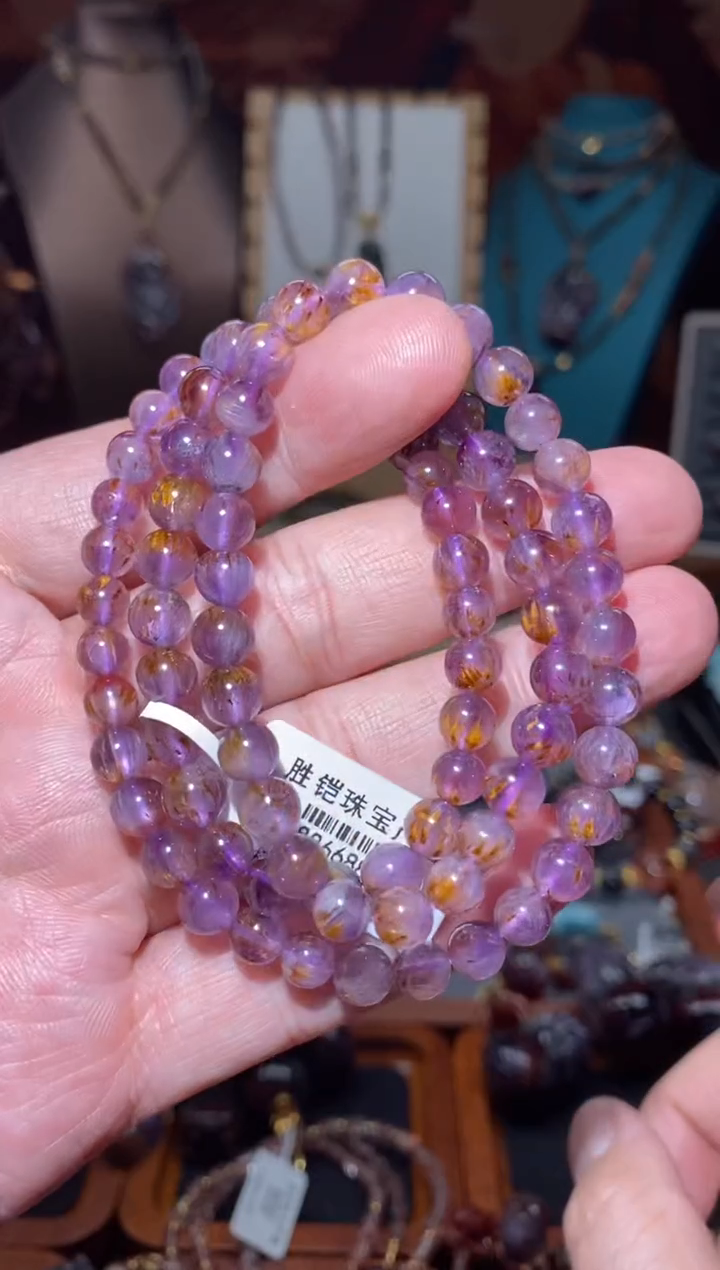 【闪购商品】水晶三圈极光紫钛手串未镶嵌多样性