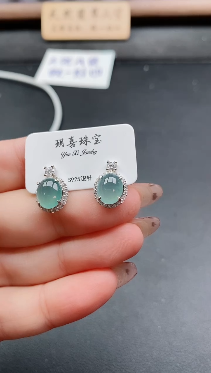 银S925镶嵌戒指翡翠1