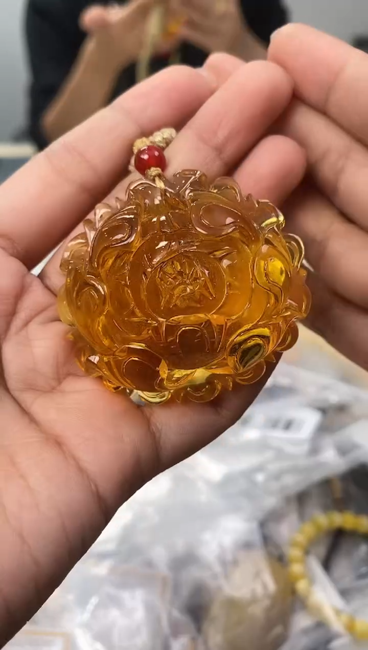 【闪购商品】琥珀裸石未镶嵌天然琥珀蜜蜡牡丹花
