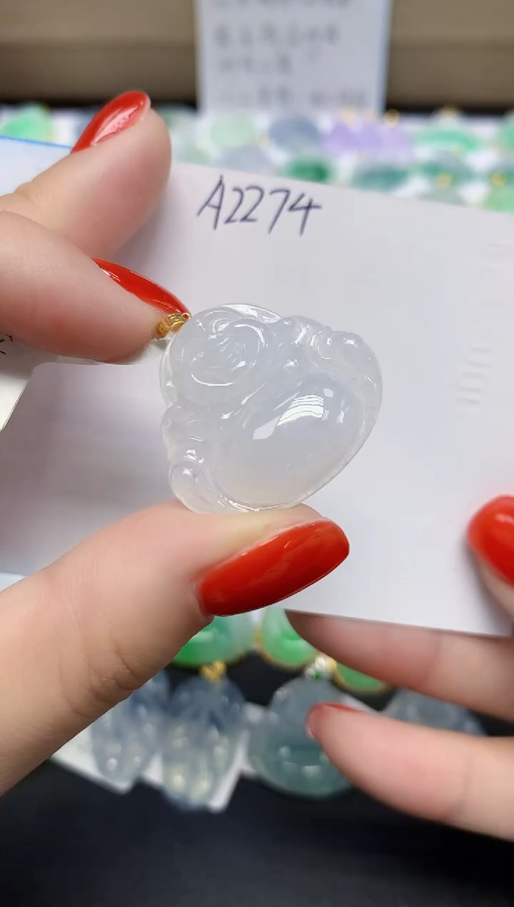 颈饰18K金镶嵌翡翠天然缅甸翡翠A货翡翠百元以上9元证书费自理