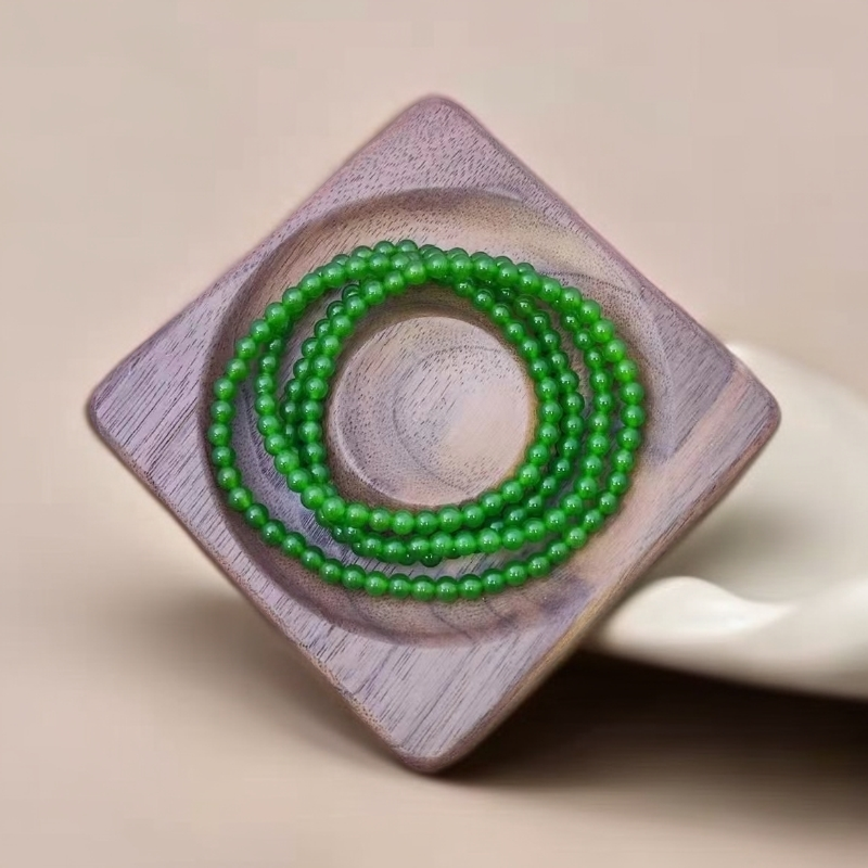 【佳玺壹店】091 天然玉石 苹果绿多圈4.5mm