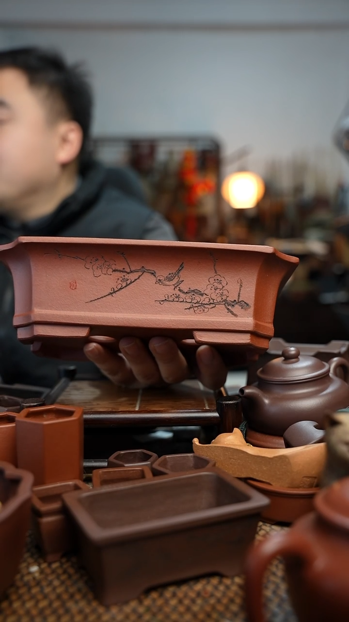 紫砂花盆狗**花長木軒精品紫砂
