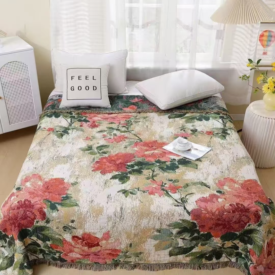 【直播专享】天然罗布麻纱布四季盖毯200*230-磨砂玫瑰