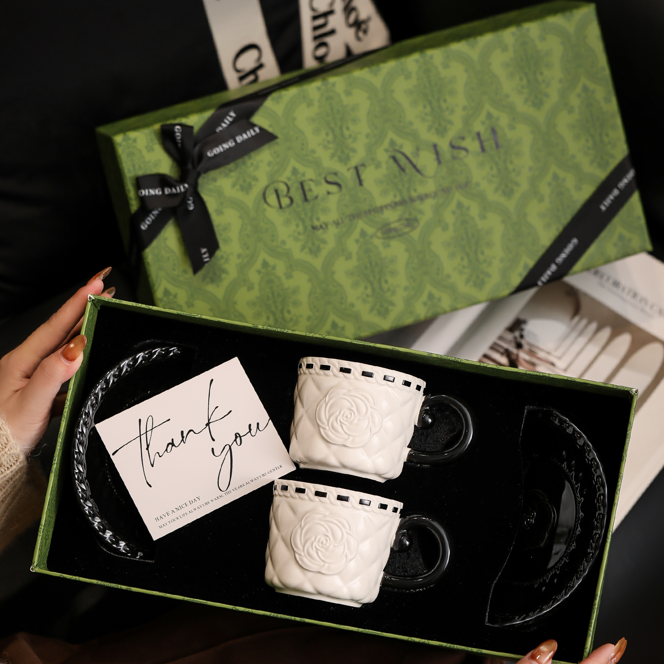 GoingDaily/法式高级感陶瓷咖啡杯杯碟礼盒装乔迁新居伴手礼新婚