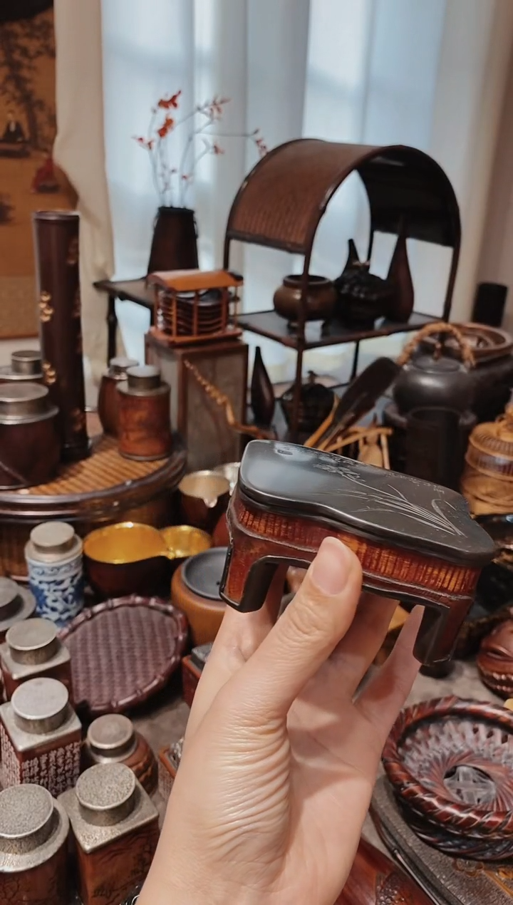 东*人竹子古锡精品壶承