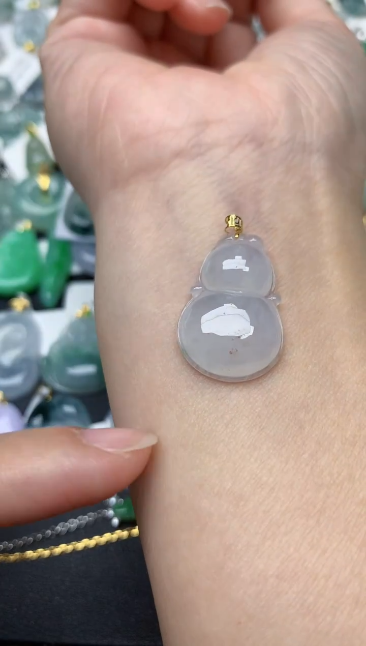 颈饰18K金镶嵌翡翠天然缅甸A货翡翠