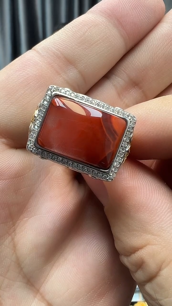 银S925镶嵌南红玛瑙戒指14