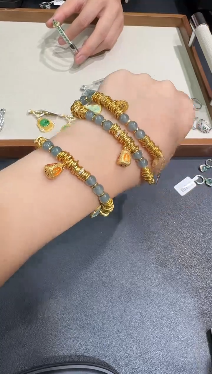 银S925镶嵌手链翡翠X0623-1822-327多样性一件