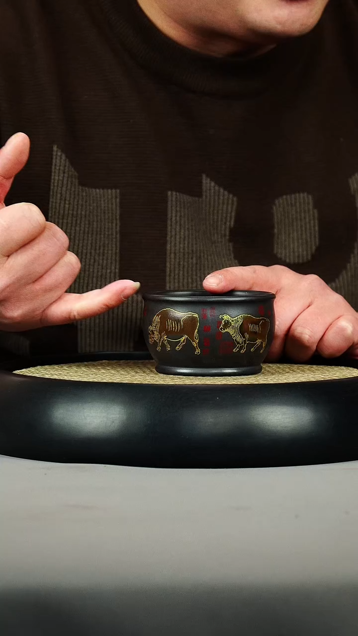 茶壶紫砂石黄 五牛杯