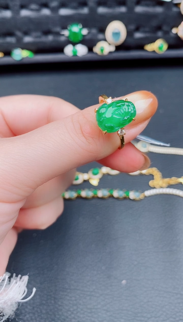 【闪购商品】翡翠戒指银S925镶嵌天然a货翡翠517