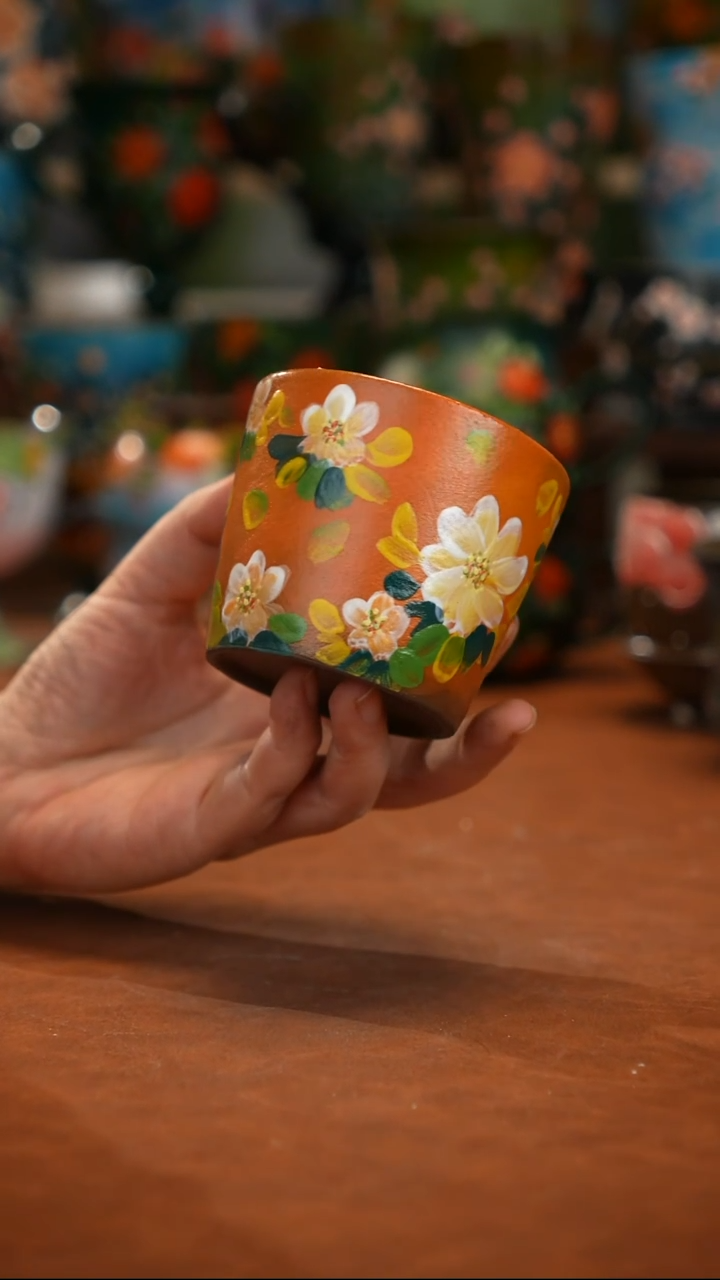 紫砂油画釉下彩手绘