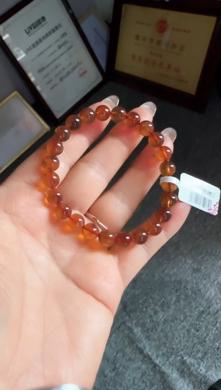 手串琥珀未镶嵌#3缅甸琥珀紫罗兰手串7mm