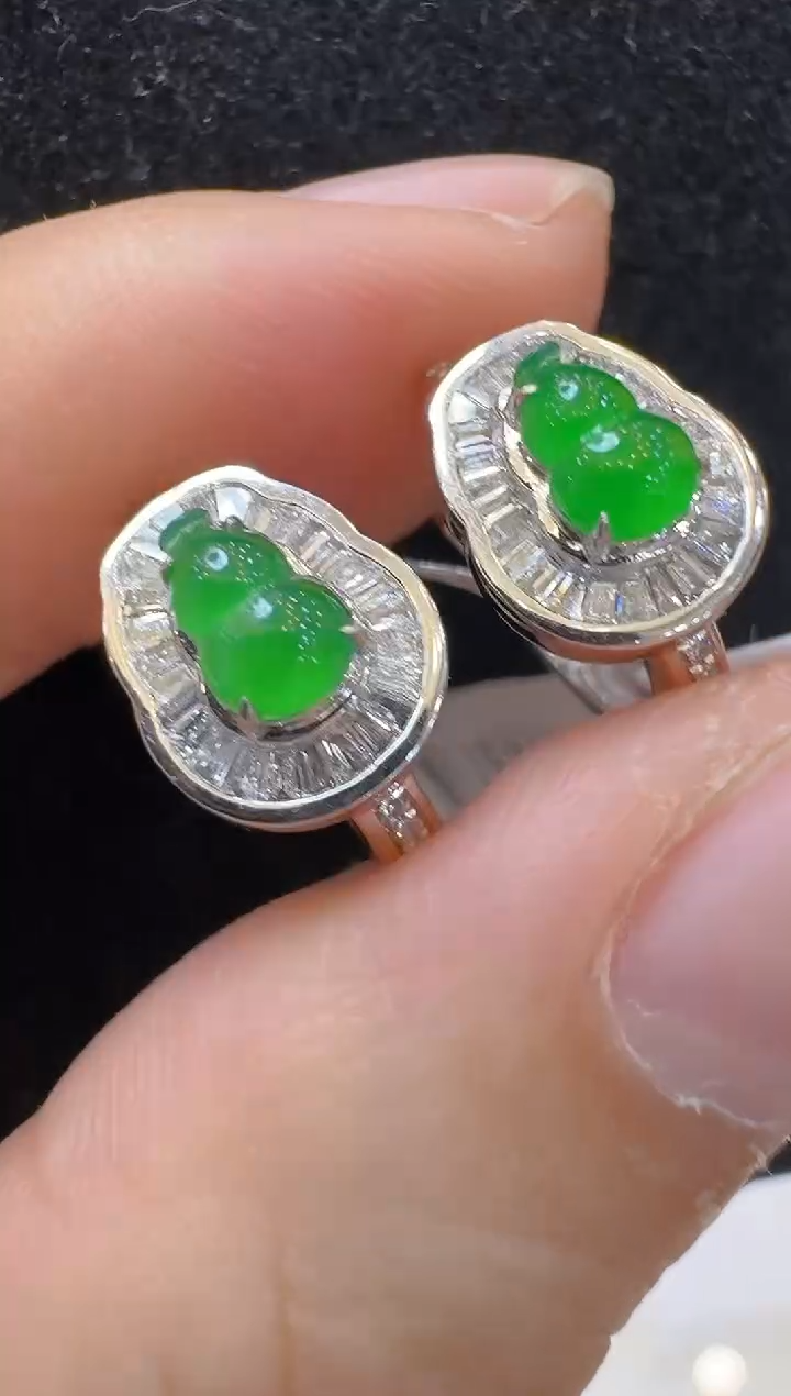 翡翠18K金镶嵌耳饰多样性团购发一件