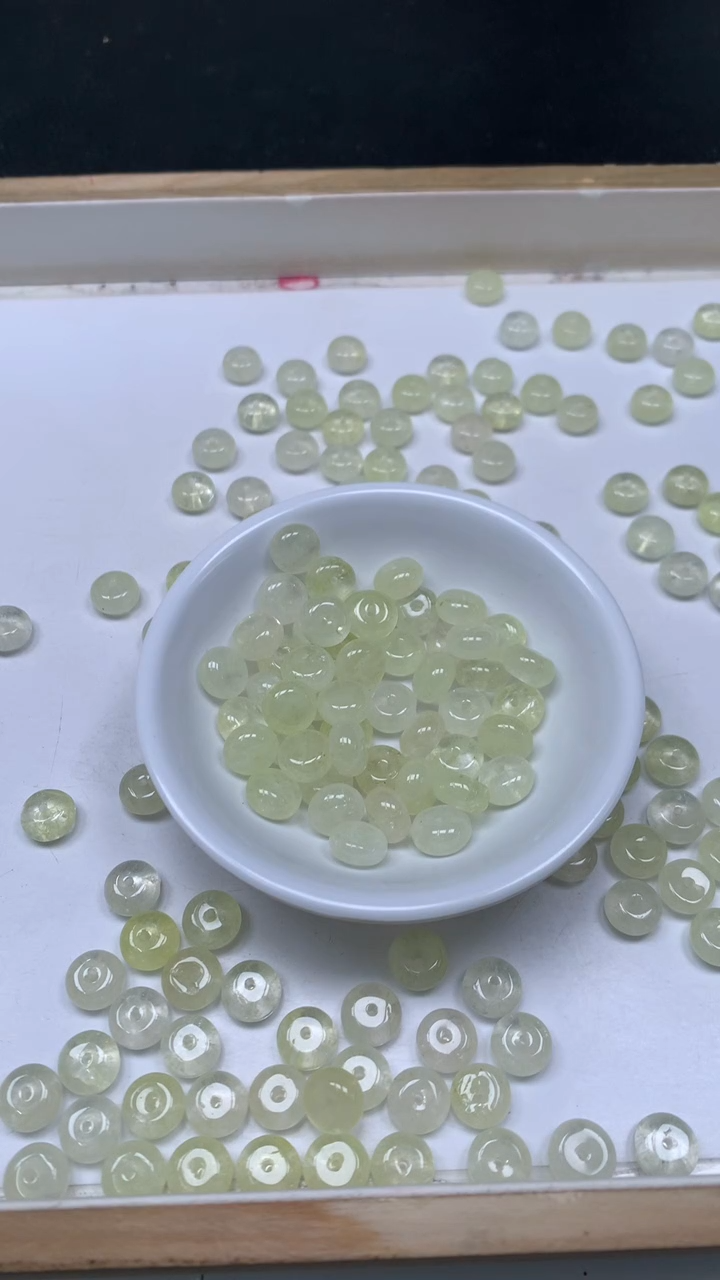 未镶嵌散珠碧玺E728 浅黄碧玺大算盘6*10mm10颗6.8元