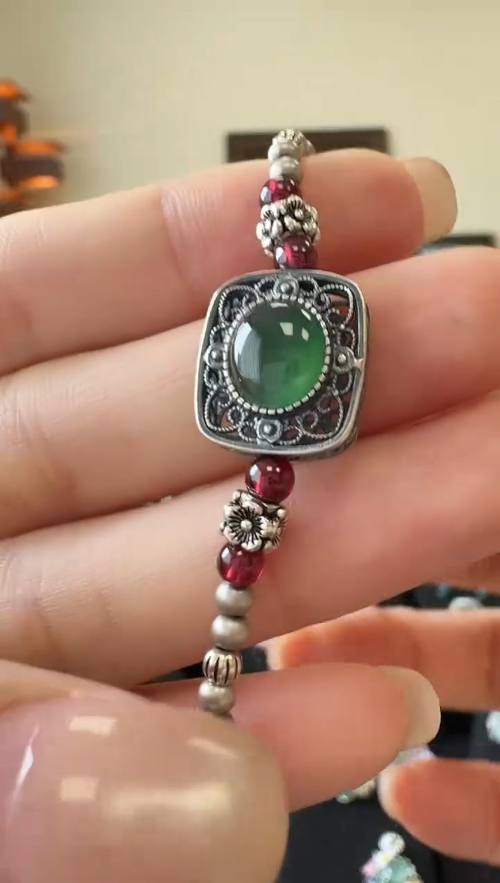 银S925镶嵌手链翡翠手链
