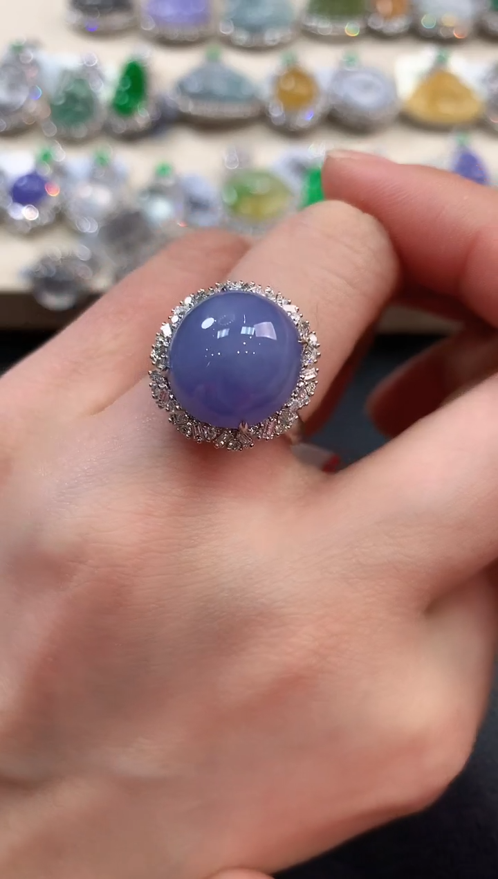 【闪购商品】翡翠戒指18K金镶嵌v59有色差