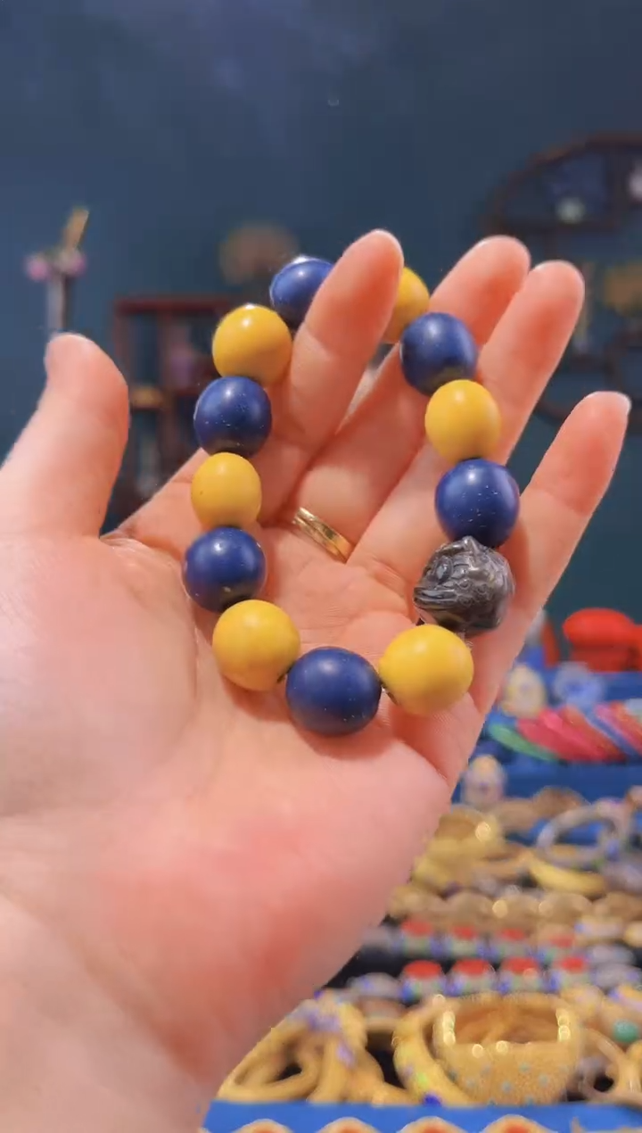 【闪购商品】非遗绝技 素漆手串 黄蓝