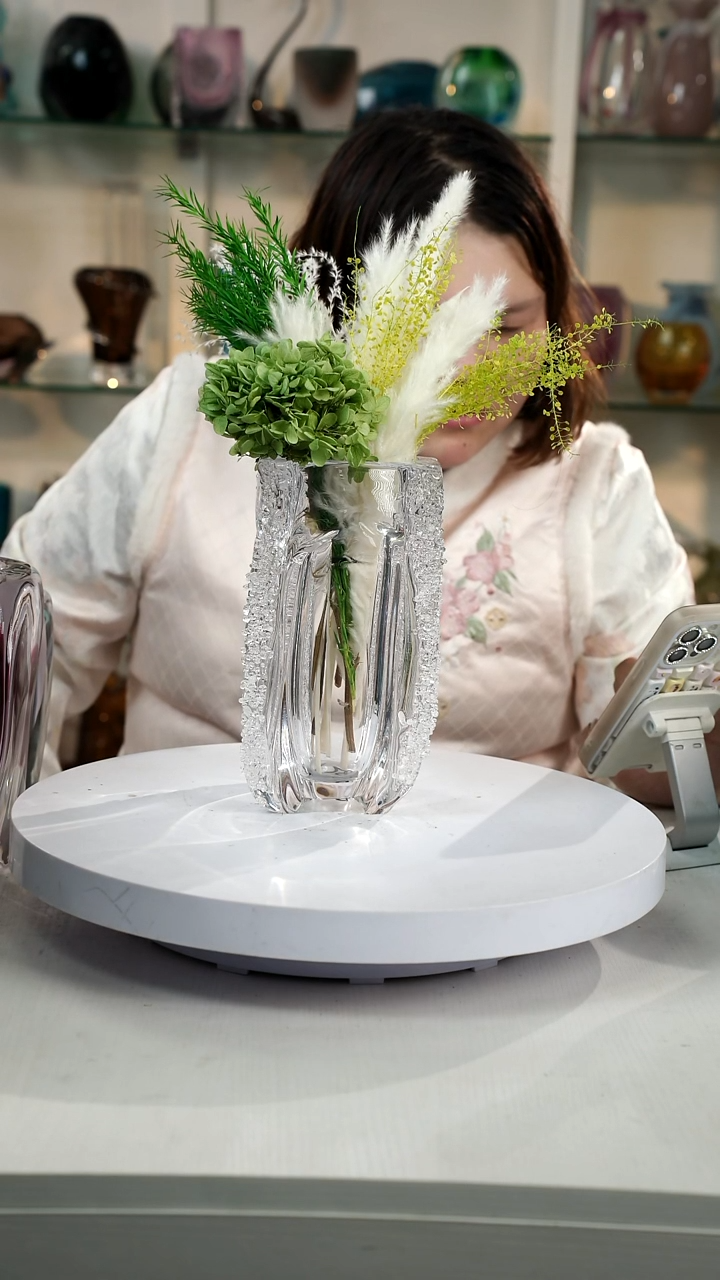 【闪购商品】琉璃【弘扬】高轻奢琉璃花器高22正常手工痕迹