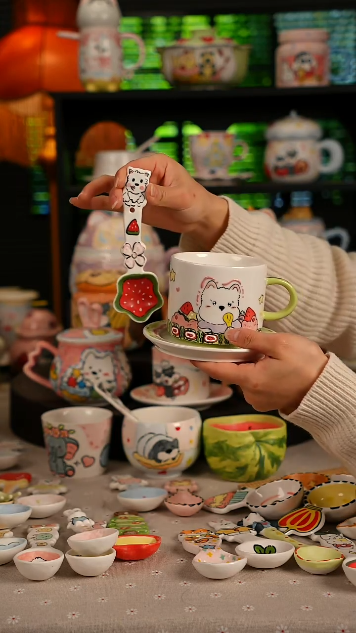 陶瓷无盖款景德镇高温釉下彩纯手绘创意瓷 