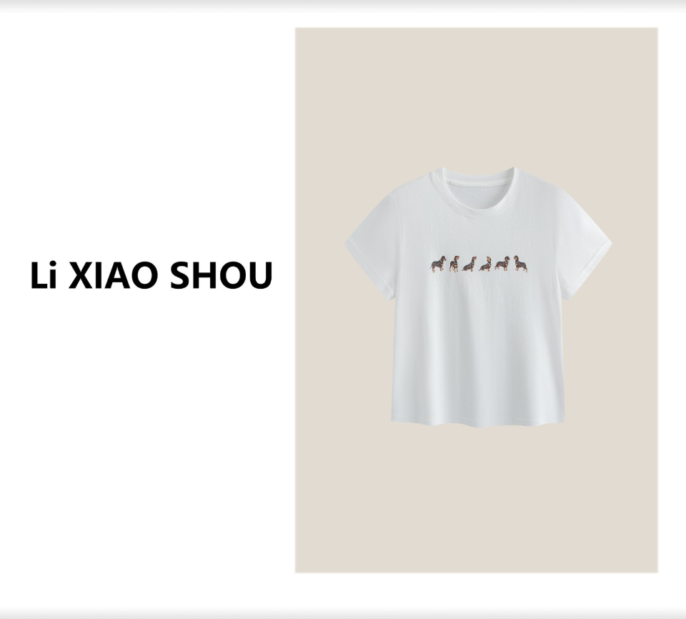 【李小瘦大码女装】短袖时尚女士卡通圆领百搭纯色高级T恤796D