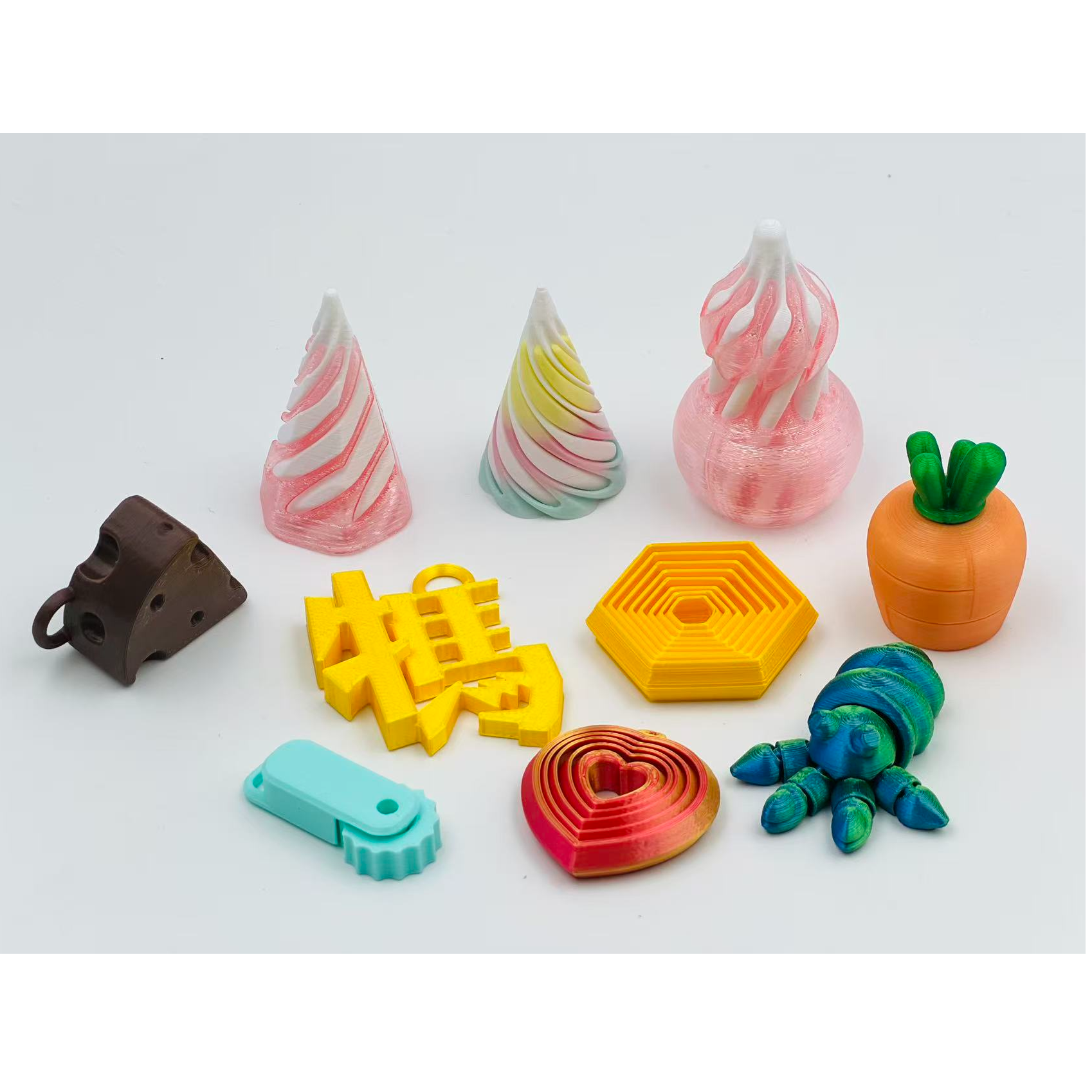 3D打印螺旋锥解压玩具网红爆款立体伸缩指尖潮玩钥匙扣